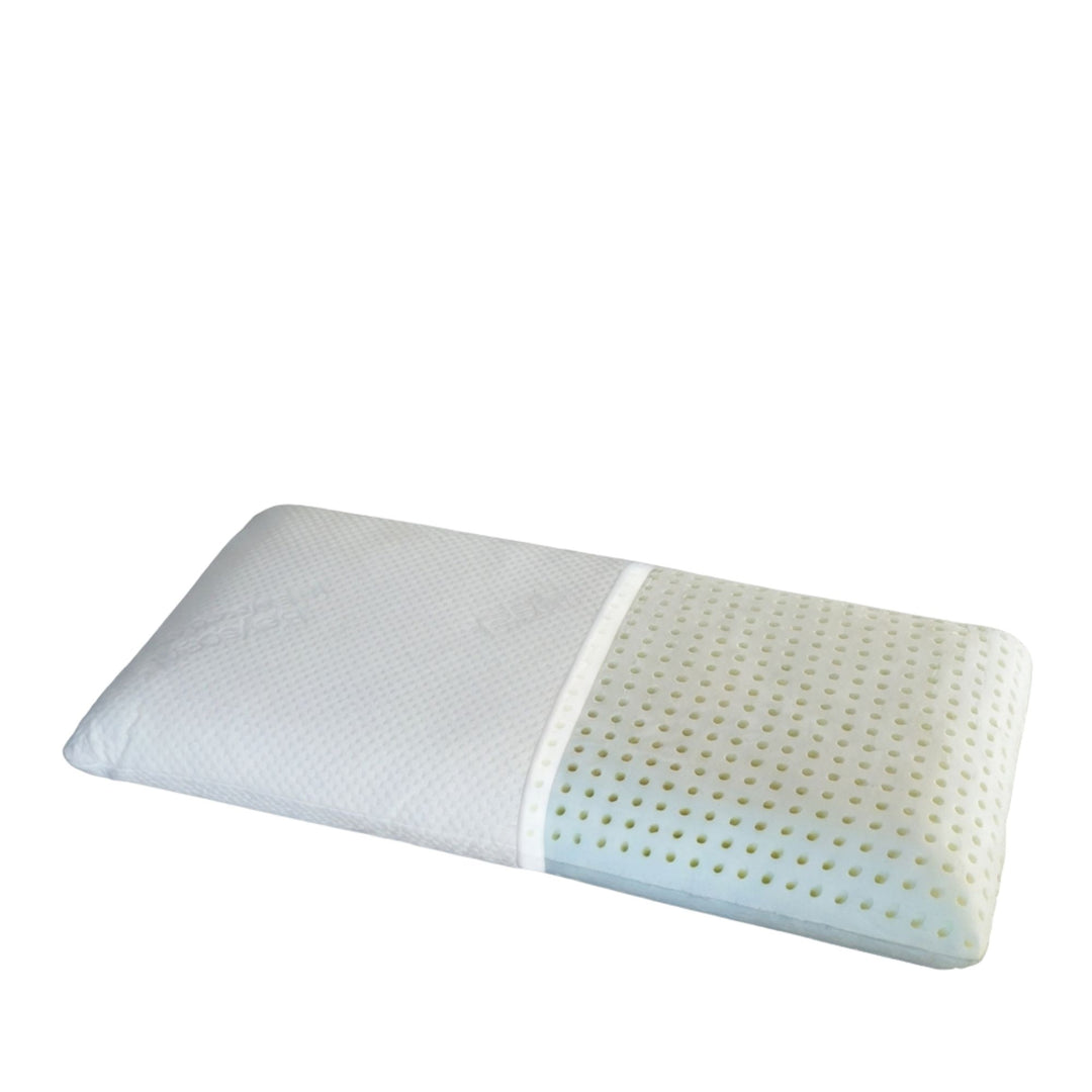 Studio image of the Memory Moore Pillow showing its ergonomic shape and breathable surface.
