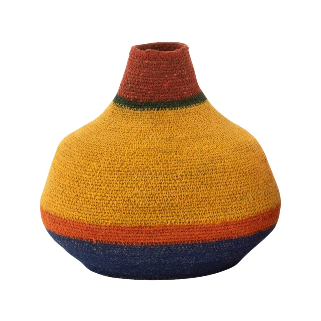 Close-up of Micol Basket showing colorful woven texture.

