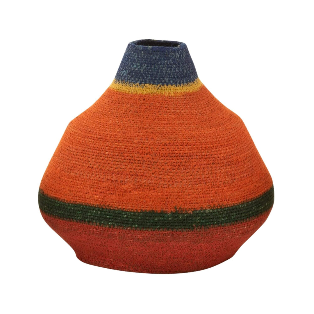 Close-up of Micol Basket showing colorful woven texture.

