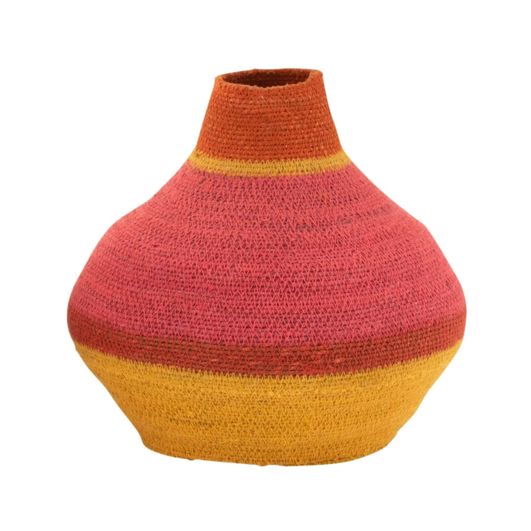 Close-up of Micol Basket showing colorful woven texture.

