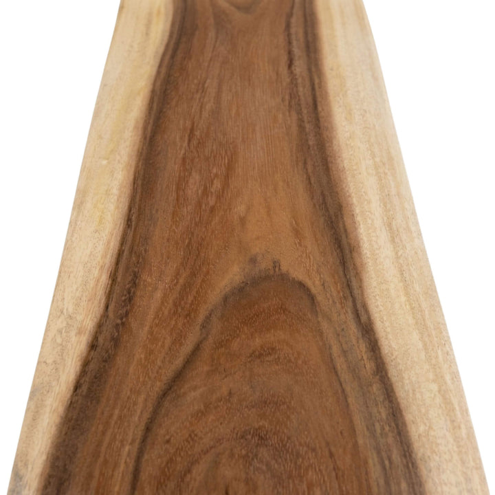 Close-up detail highlighting the rich suar wood grain and smooth handcrafted finish.
