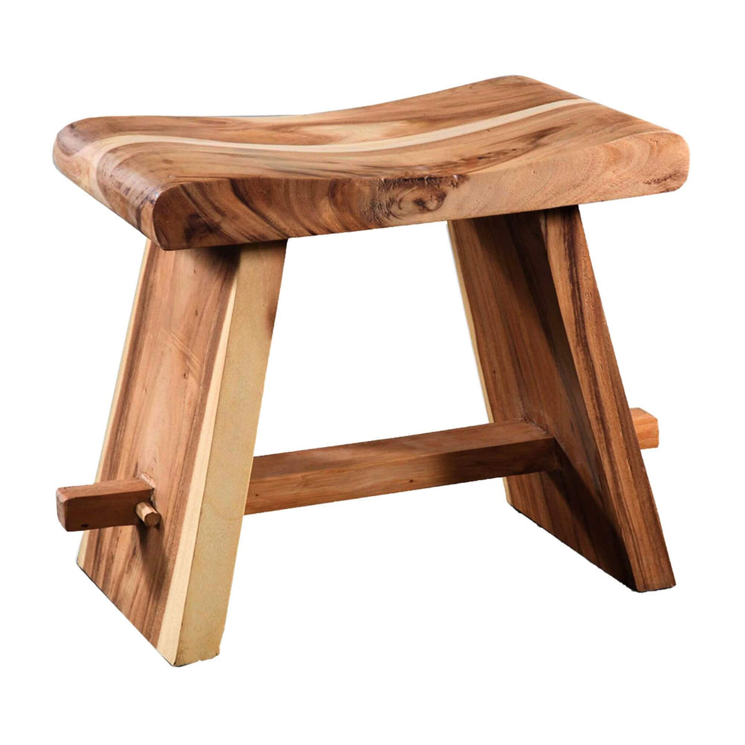 Midas Suar stool with a natural finish on a white background