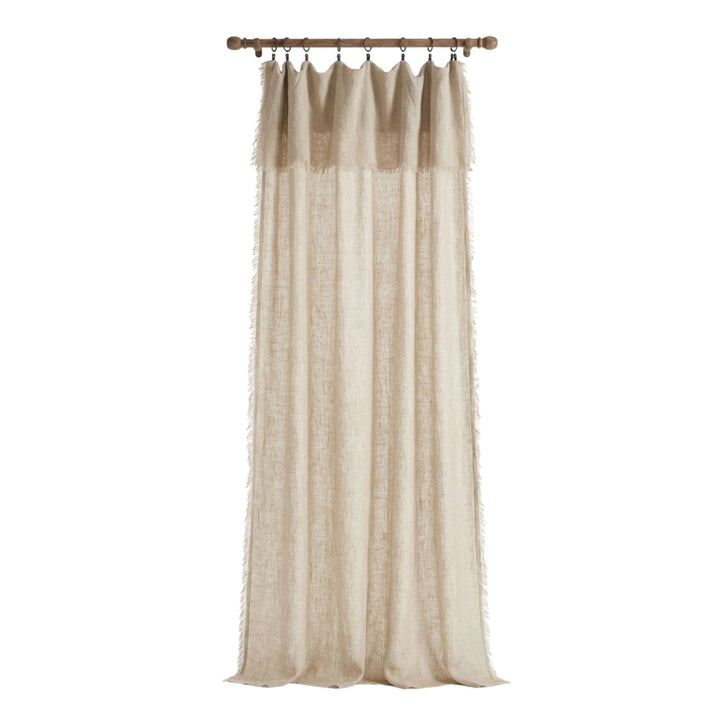 Full-length view of the Milos curtain showcasing its soft cotton-linen texture and natural drape.