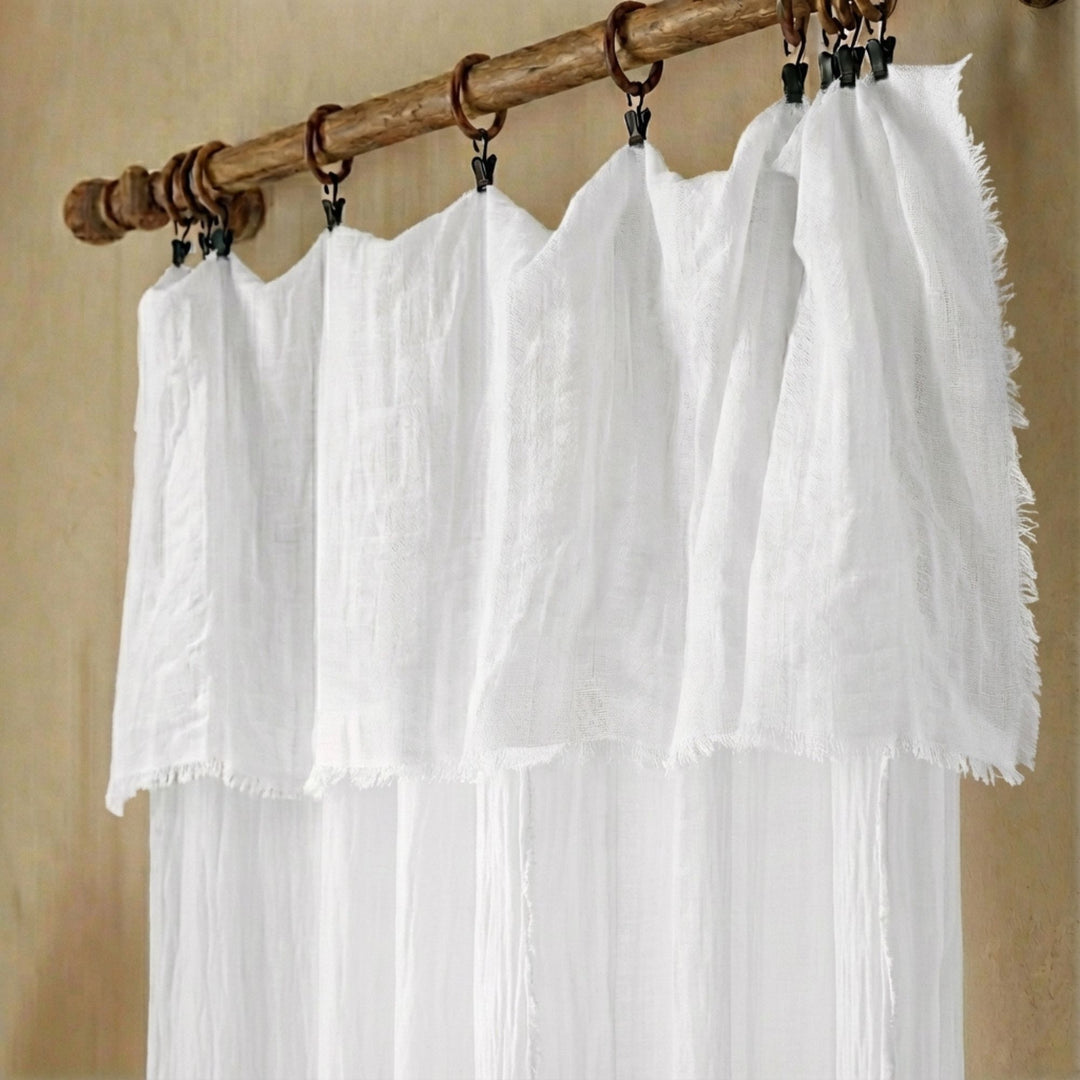 Close-up detail of the Milos curtain highlighting the lightweight cotton and linen weave.