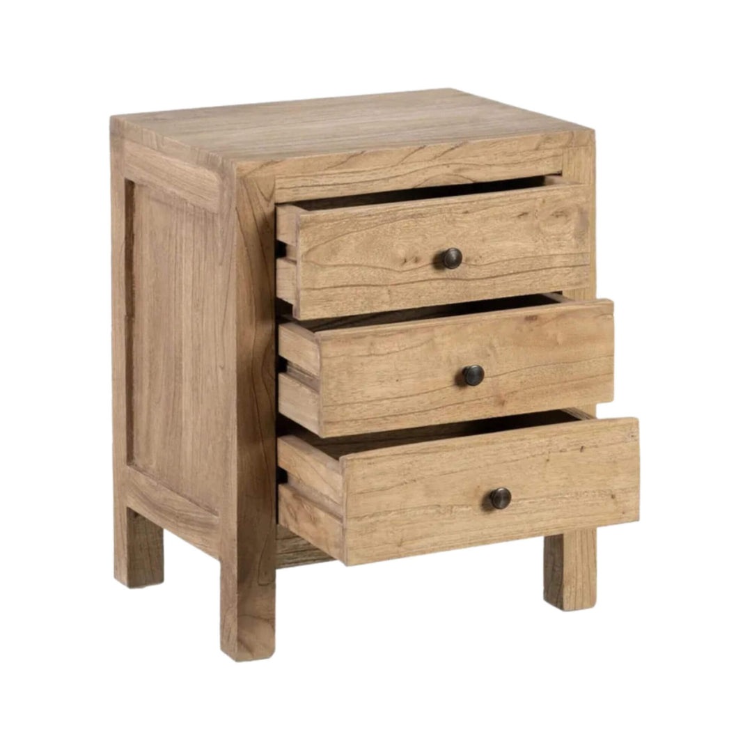 Open drawer showing storage space in nightstand