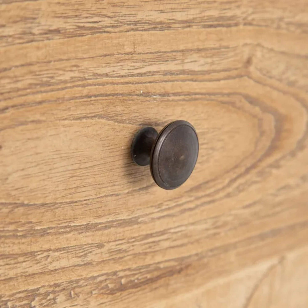 Drawer detail with round metal knob