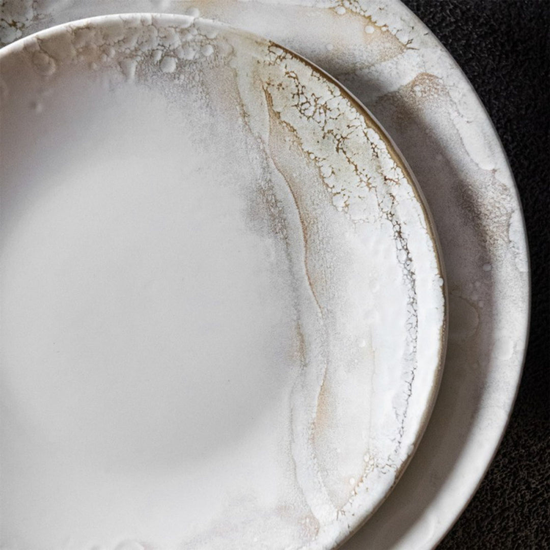 Close-up detail of Mojave ceramic plate showing handcrafted glaze texture.