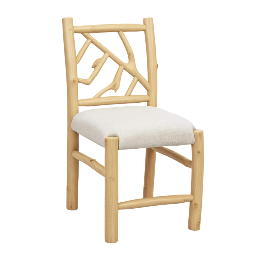 Angled view of Molokai teak branch dining chair in white background