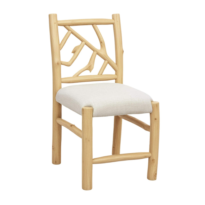 Angled view of Molokai teak branch dining chair in white background