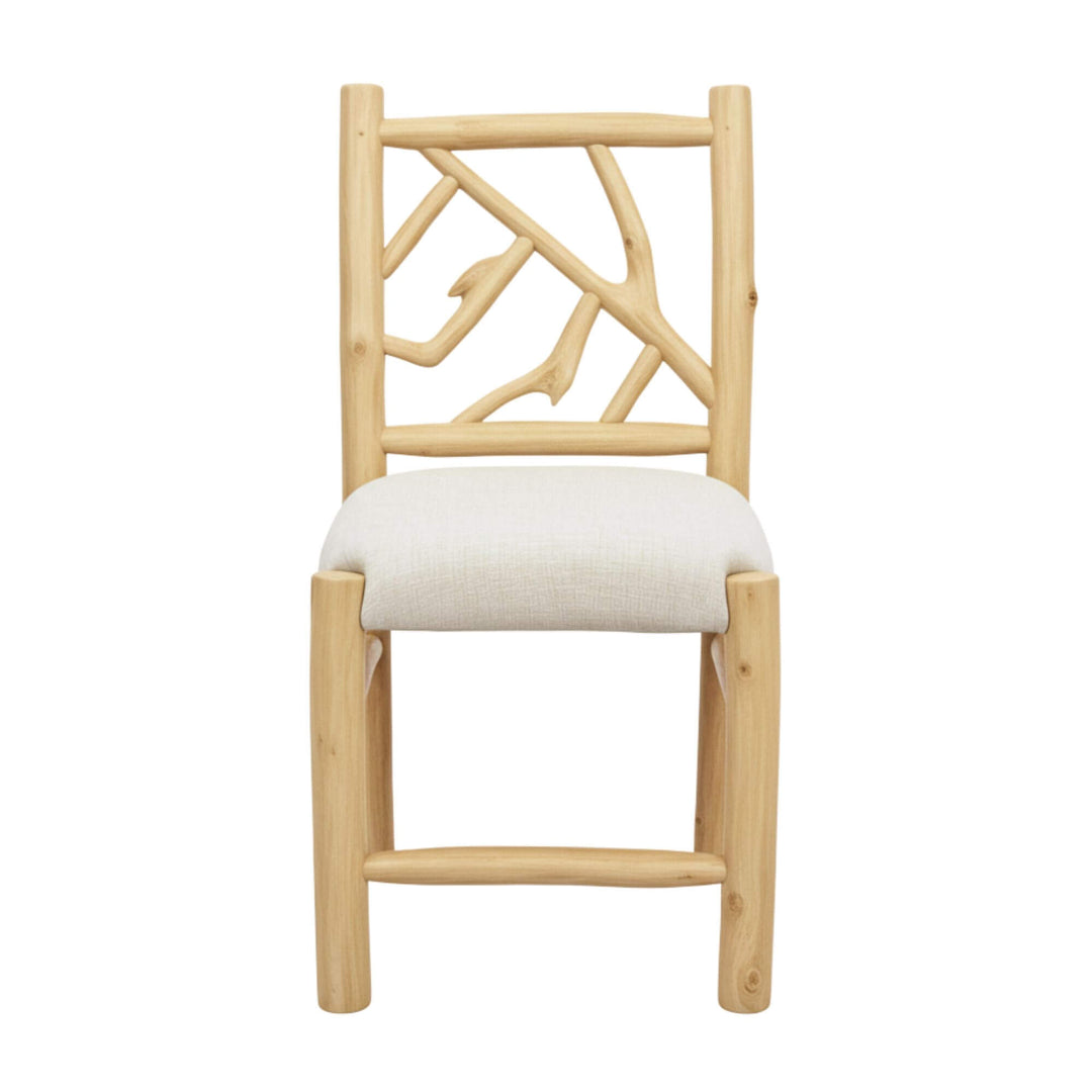 Front view of Molokai teak branch dining chair in white background