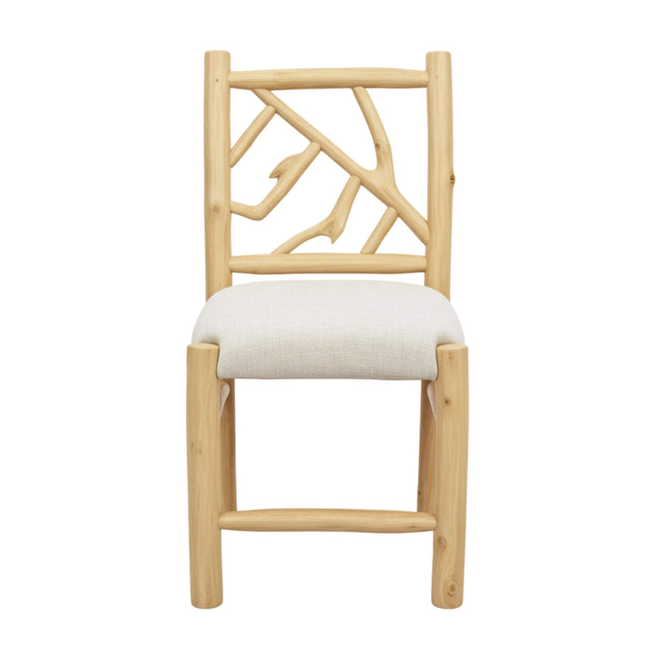 Front view of Molokai teak branch dining chair in white background