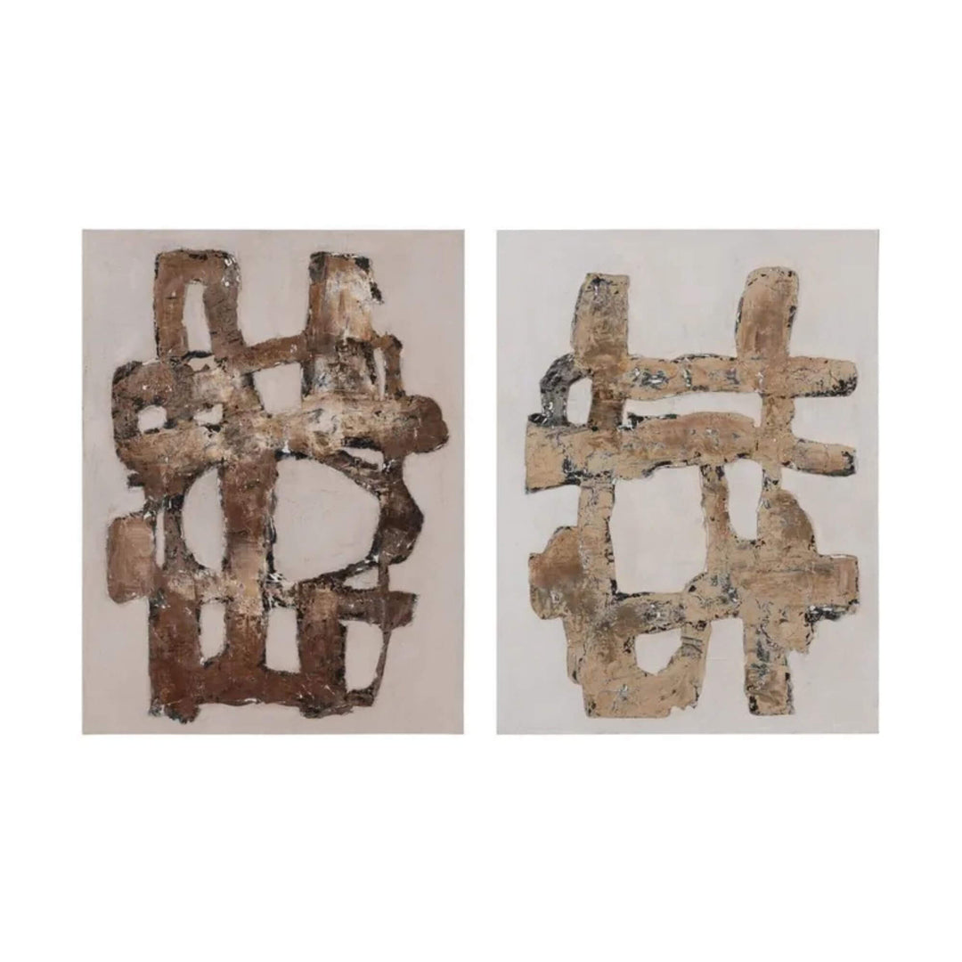 Set of two Monoke Paintings displayed side by side on a neutral wall.