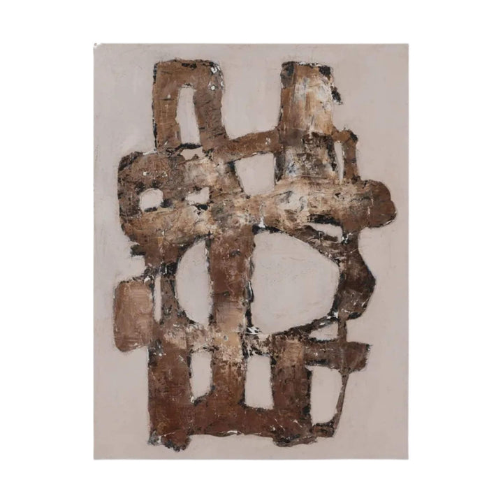 Front view of the Monoke Painting featuring abstract textured shapes in earthy tones.