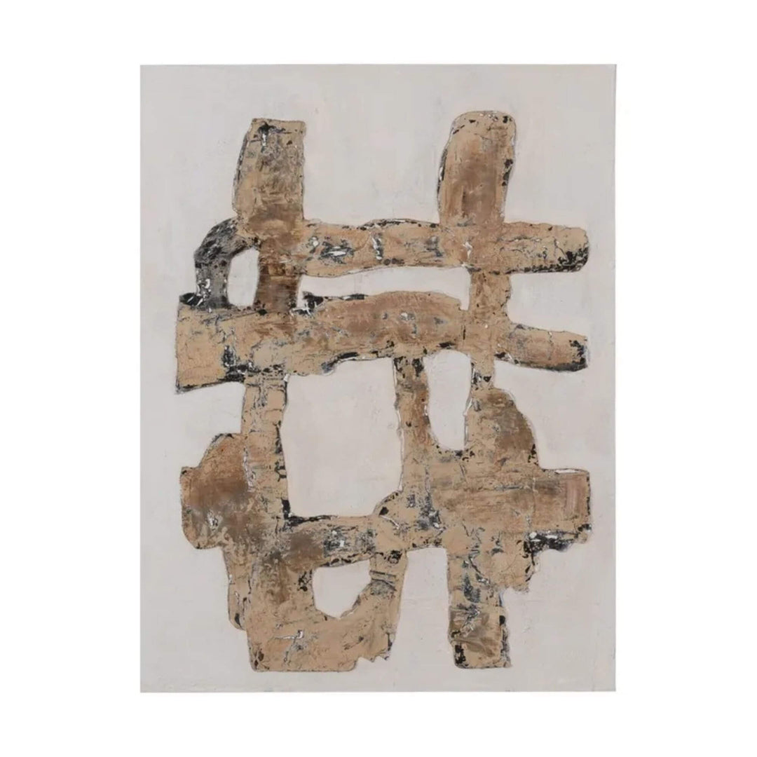 Front view of the Monoke Painting featuring abstract textured shapes in earthy tones.