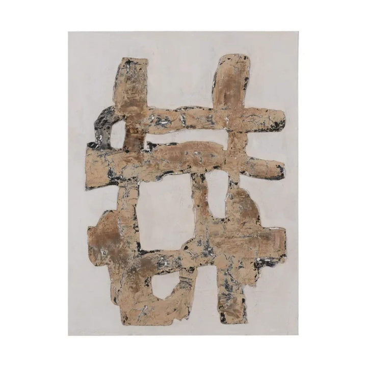 Front view of the Monoke Painting featuring abstract textured shapes in earthy tones.