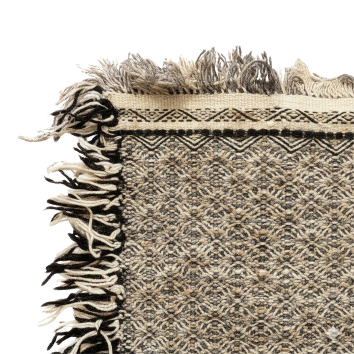 Close-up of the woven details and textured wool surface.