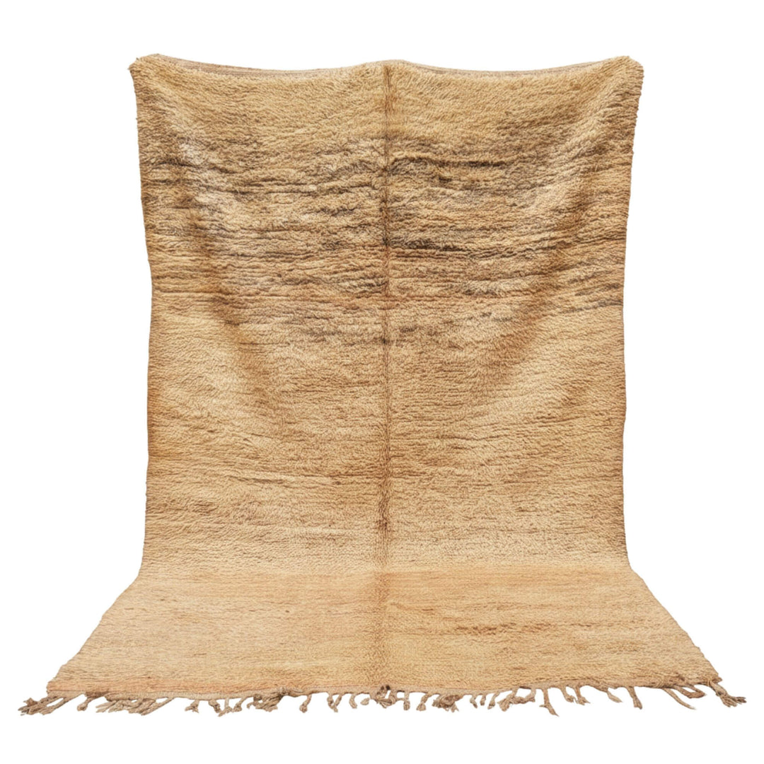 Front view of the Moroccan Rug in natural beige wool tones.
