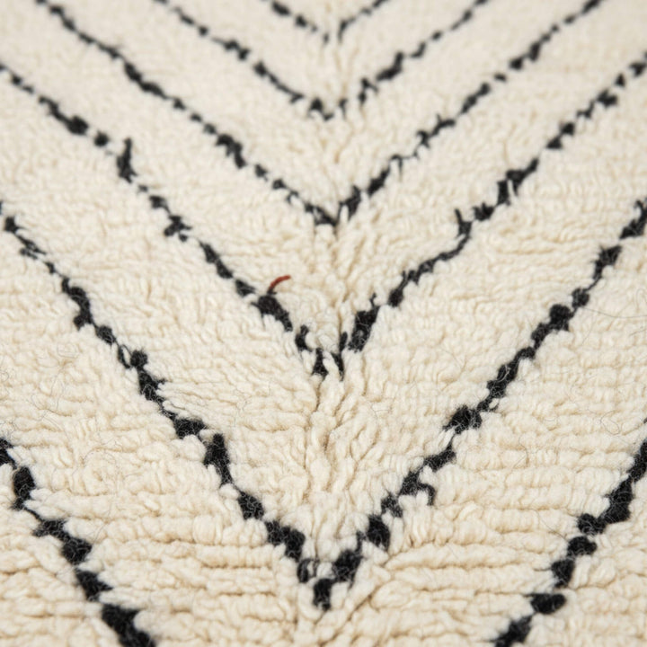 Close-up of the wool texture and chevron-style linear pattern.