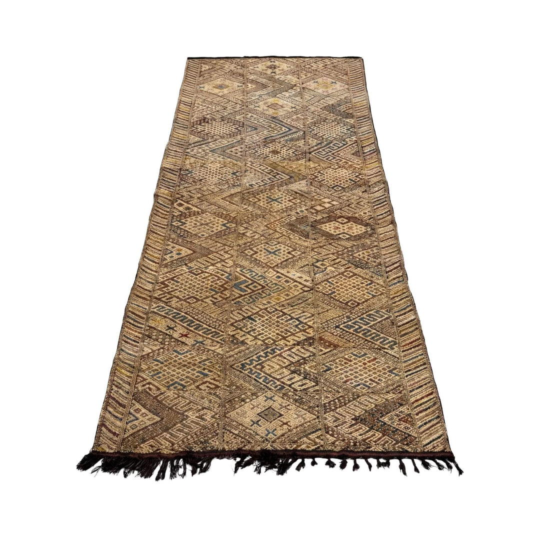 Front view of the Moroccan wool rug showing traditional geometric pattern.