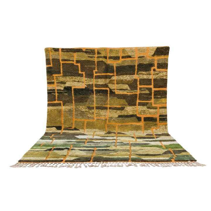 Front view of the Moroccan Rug with multitone geometric wool pattern.