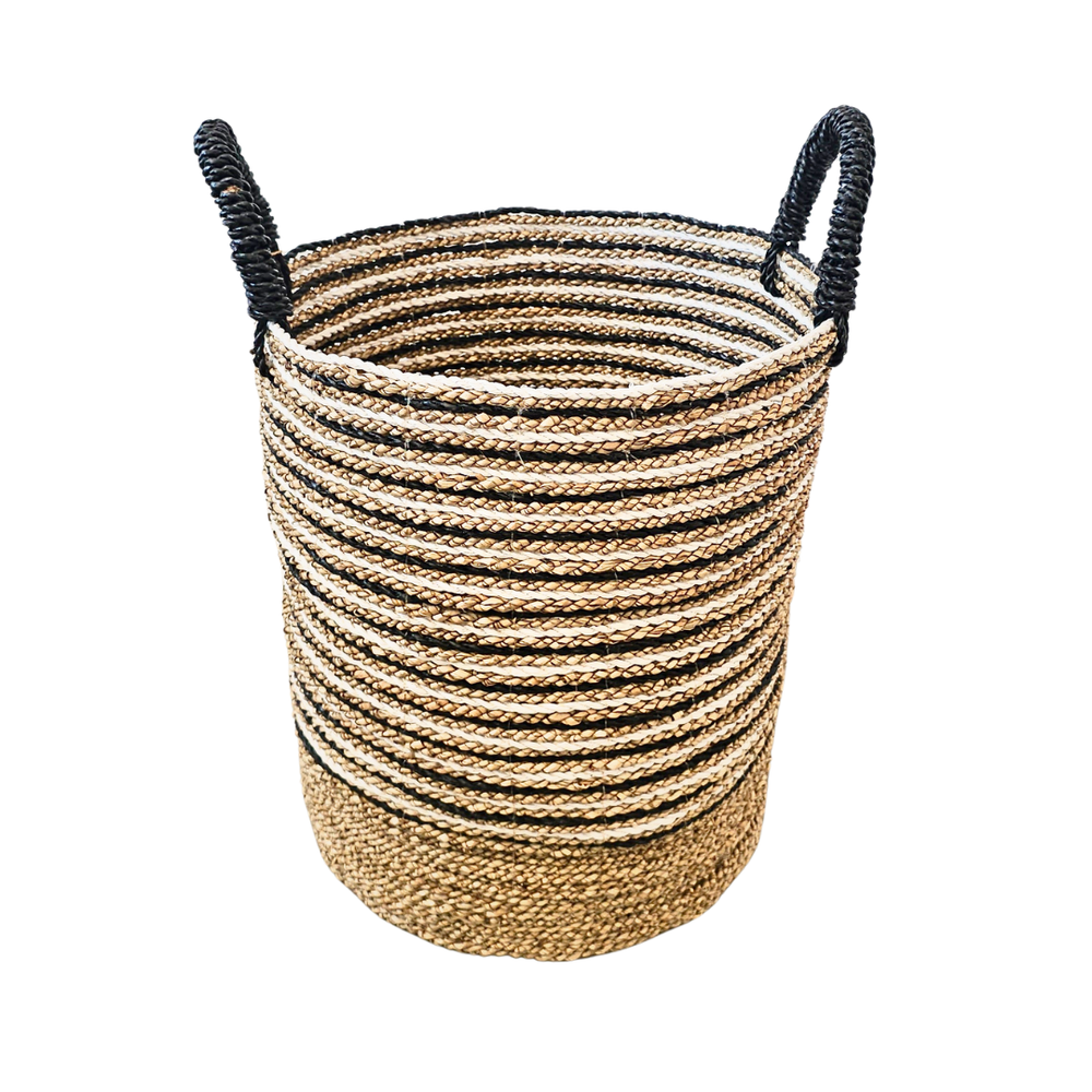 Small Mughsayl Basket with woven seagrass and sturdy handles.