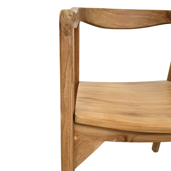Detail of the seat and joinery on the Mur teak chair.