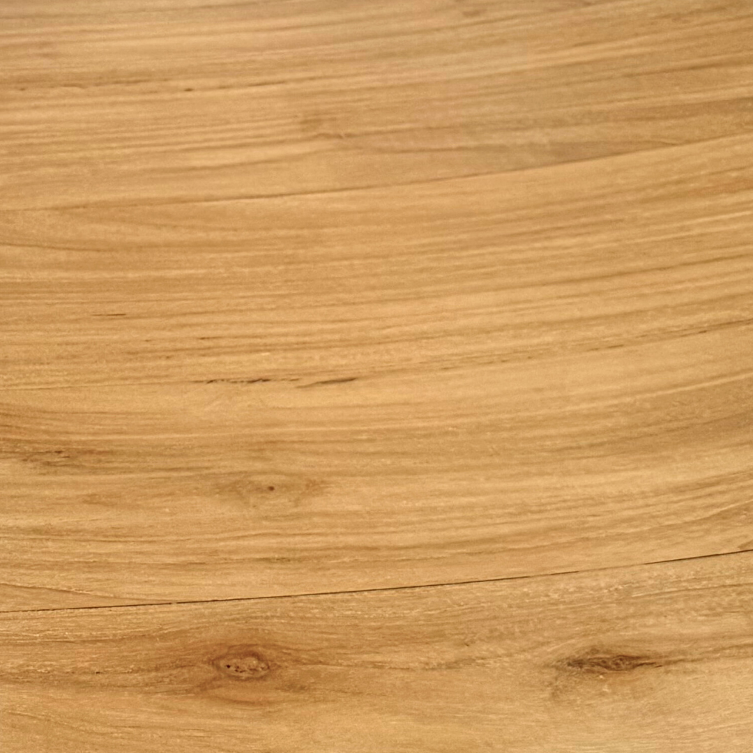Top view showing the natural teak grain and smooth finish.
