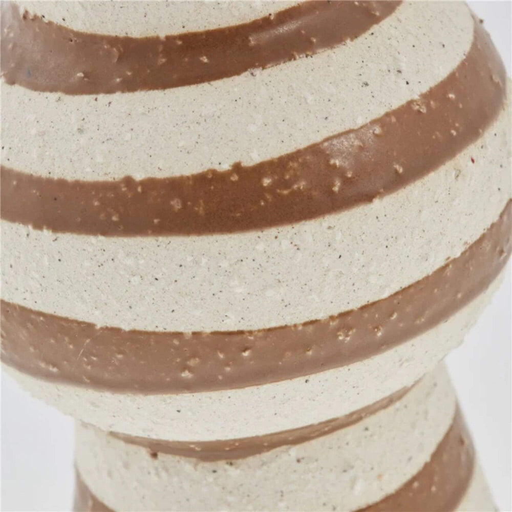Close-up of Mykonos Vase showing hand-painted striped texture and natural clay finish.