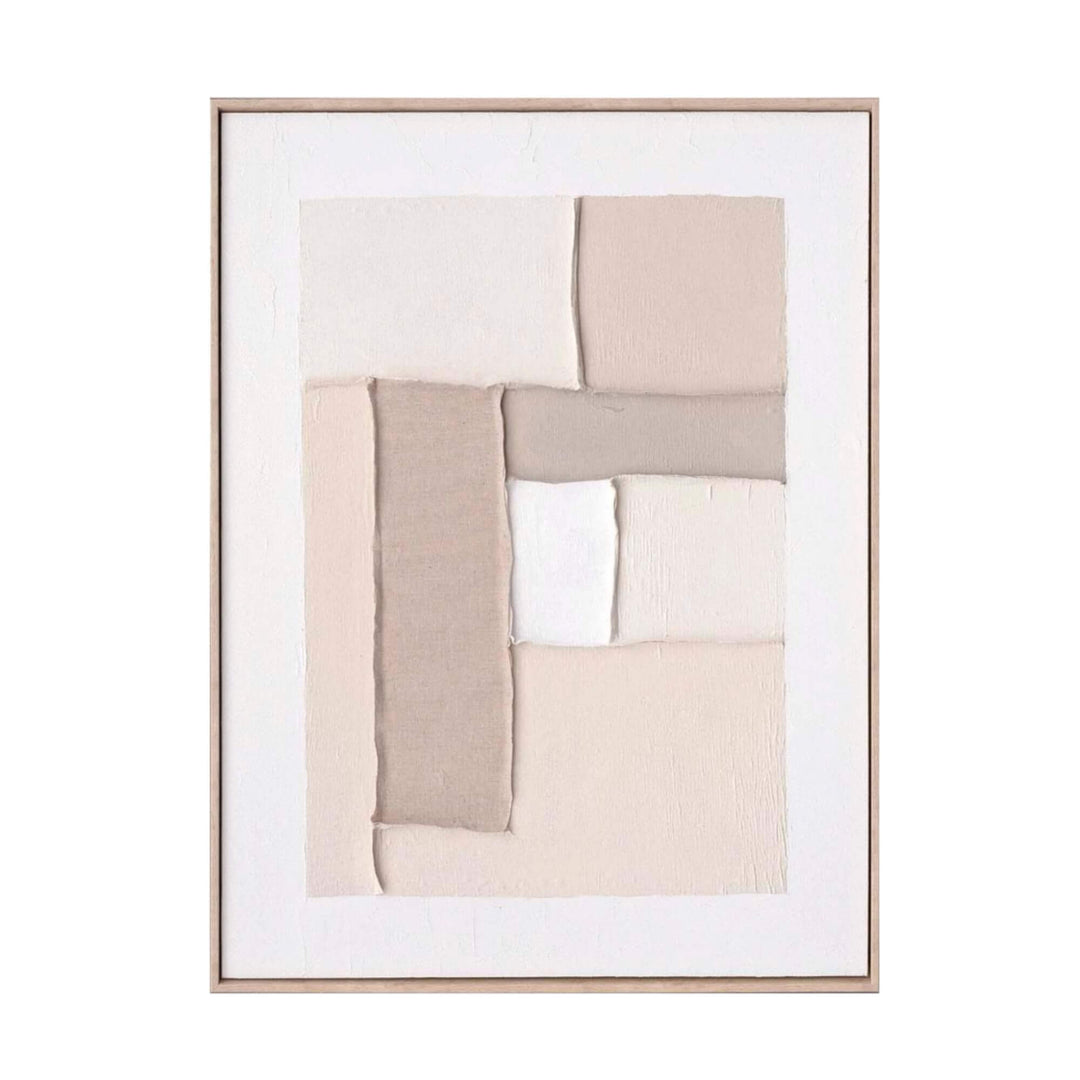 Minimalist canvas wall art with natural tones and layered design.