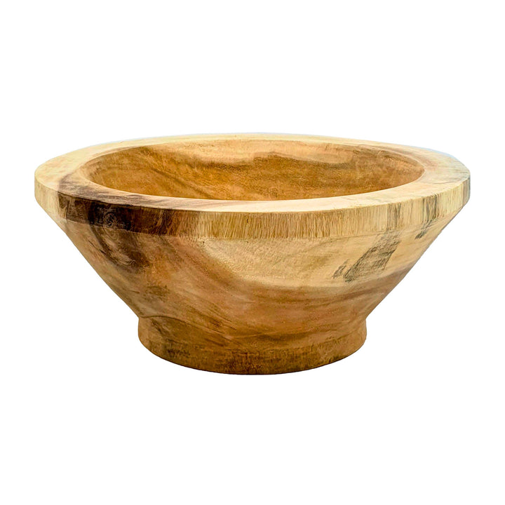 Front view of Nausica Teak Salad Bowl with smooth natural finish.