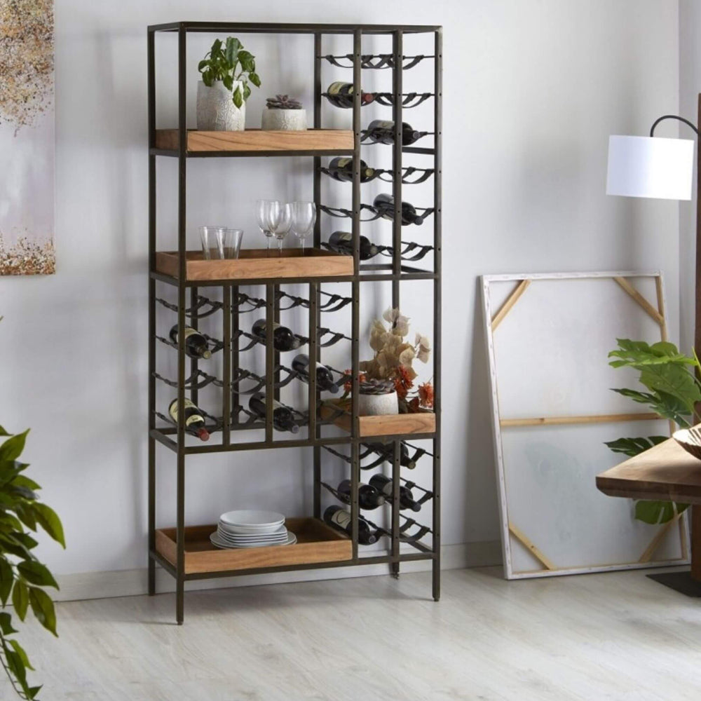 Neo Collection Bar Shelf styled in a modern interior with bottles and glassware