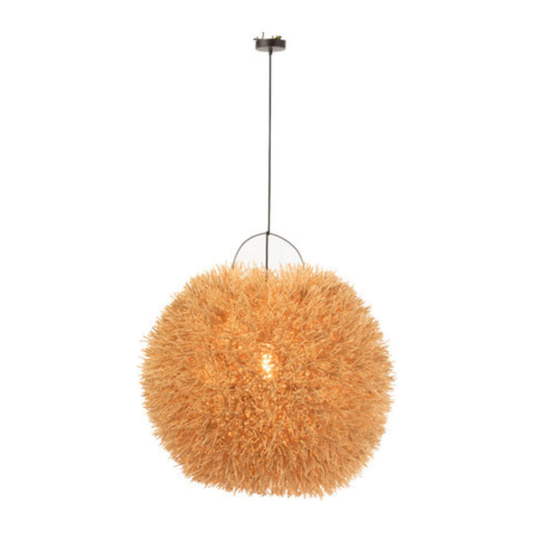 Nest Ceiling Lamp showing nest-like handcrafted design turn on