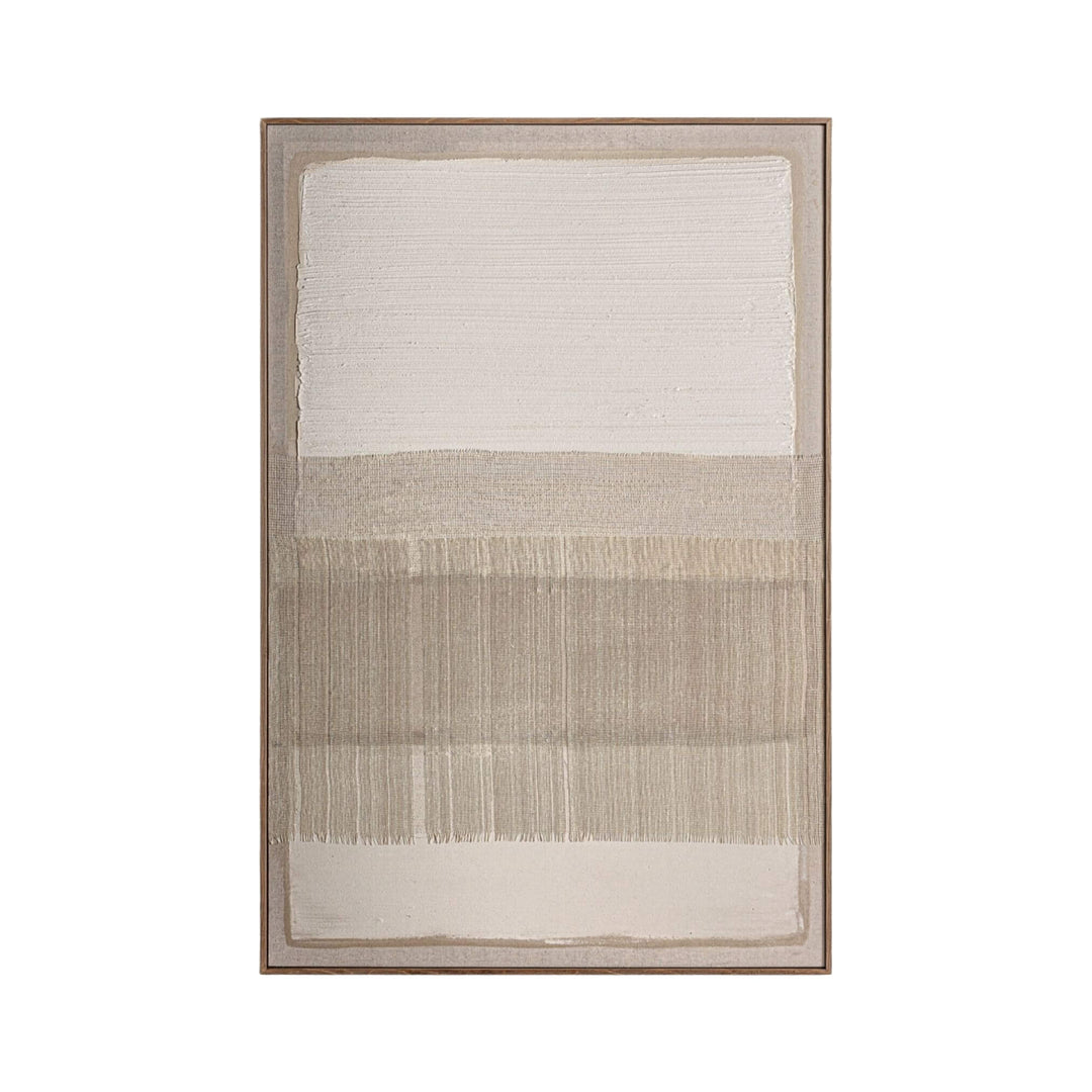 Nias Canvas Painting in neutral tones with textured fabric design and wooden frame
