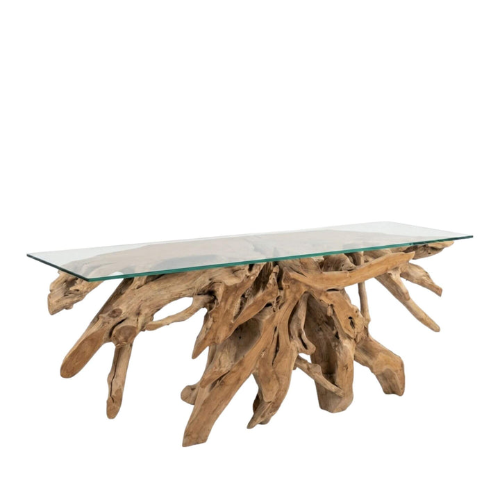 NIHI CONSOLE TABLE W/GLASS