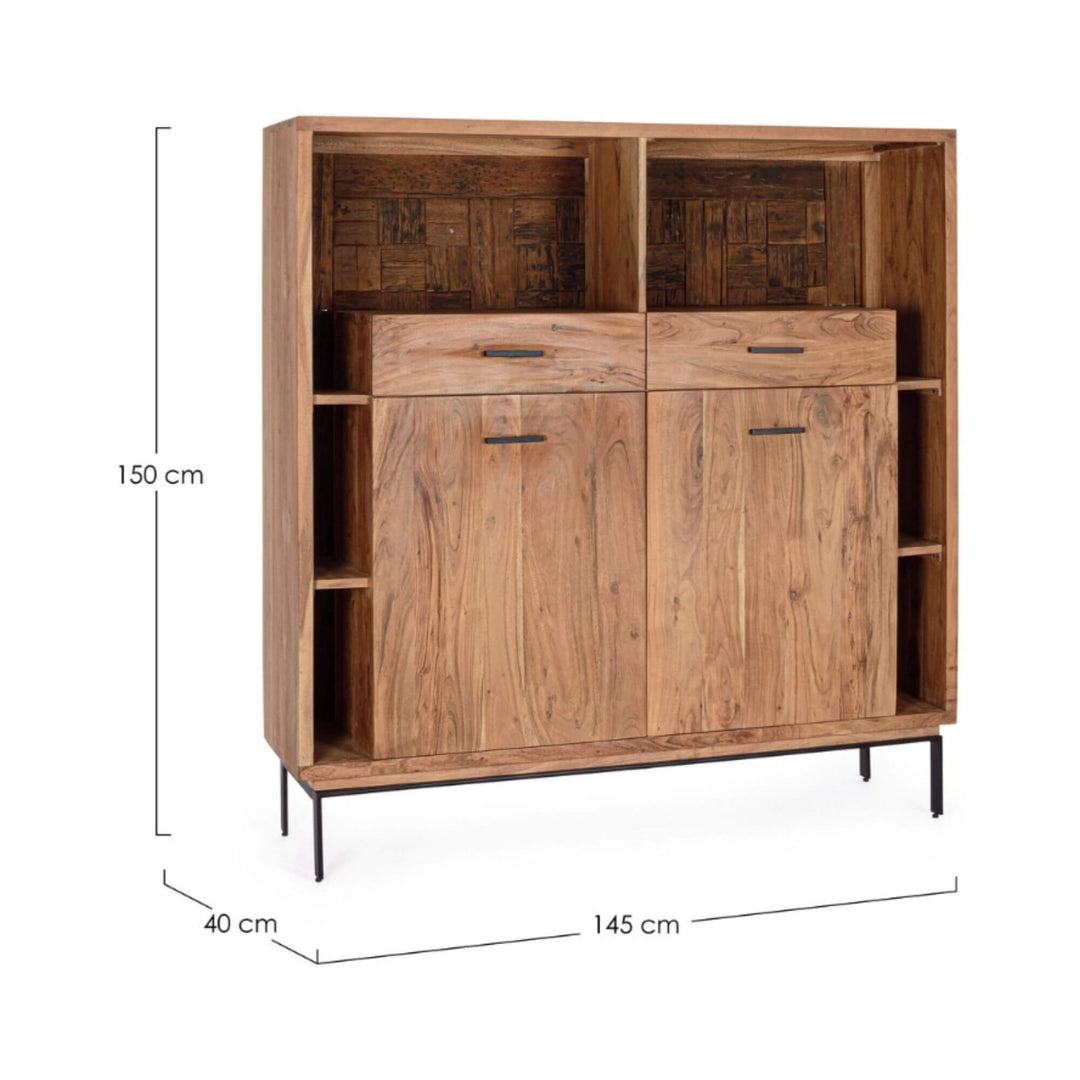 Closed angled view of the Noor buffet highlighting its size