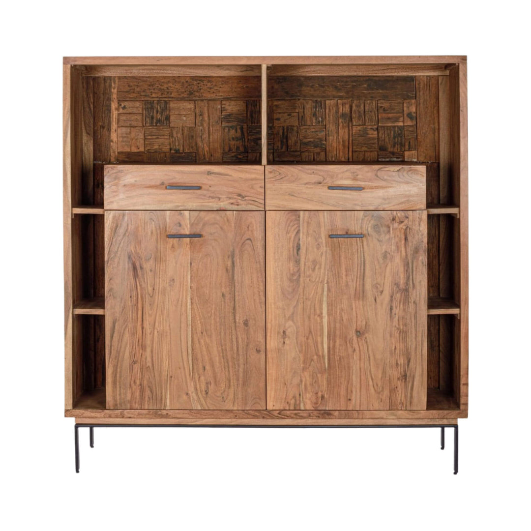 Closed front view of the Noor buffet highlighting its clean lines and natural wood grain.