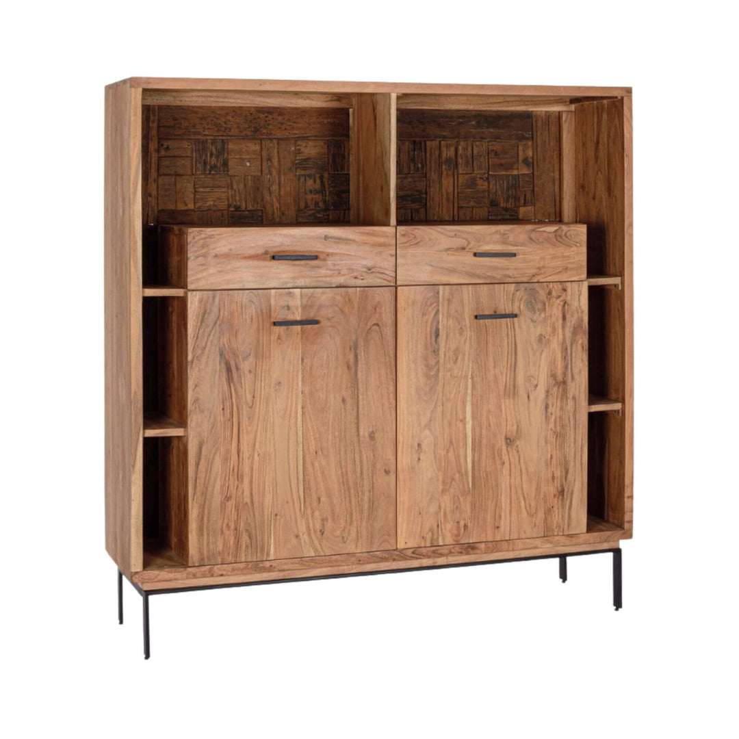 Closed angled view of the Noor buffet highlighting its clean lines and natural wood grain.