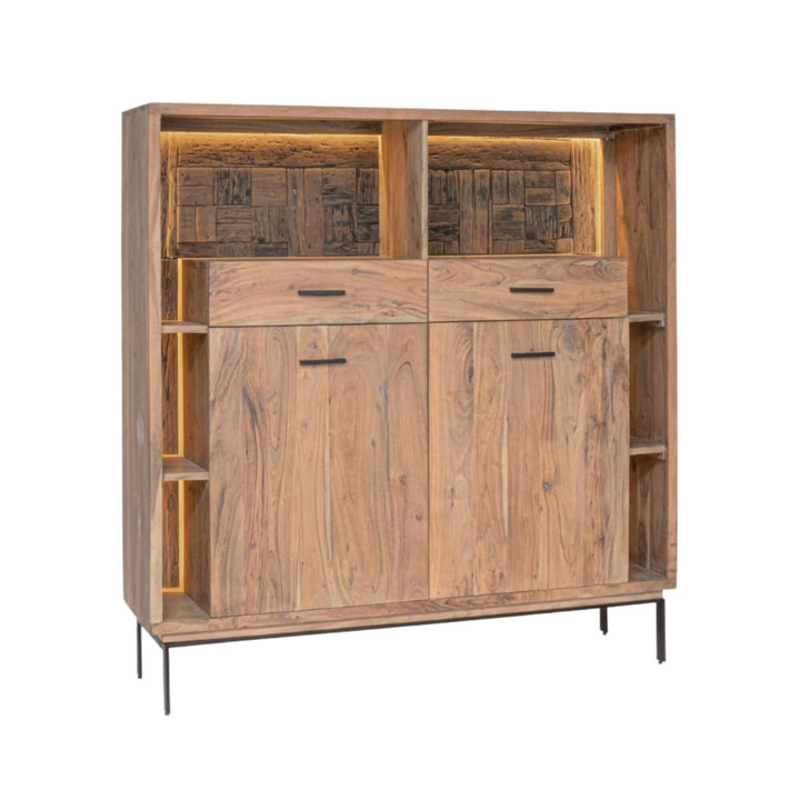 Closed angled view of the Noor buffet highlighting its clean lines and natural wood grain.