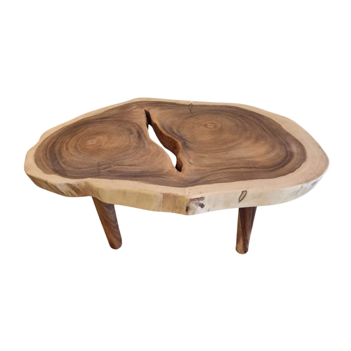 Front view of the Nuku Hiva Coffee Table showcasing its organic suar wood shape.