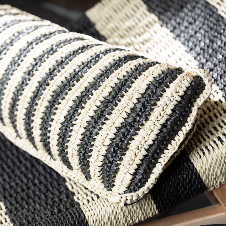 Close-up of black & beige woven polyester texture