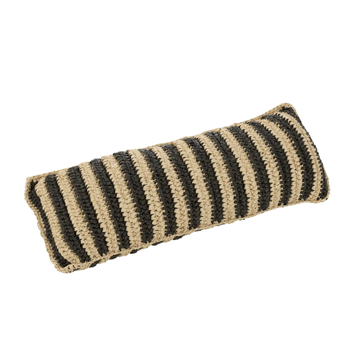 Close-up of black & beige woven polyester texture
