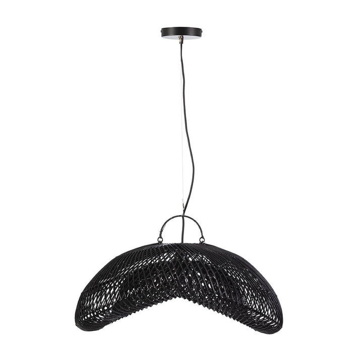 Front view of the Snall Nusa Ceiling Lamp crafted from natural handwoven rattan.