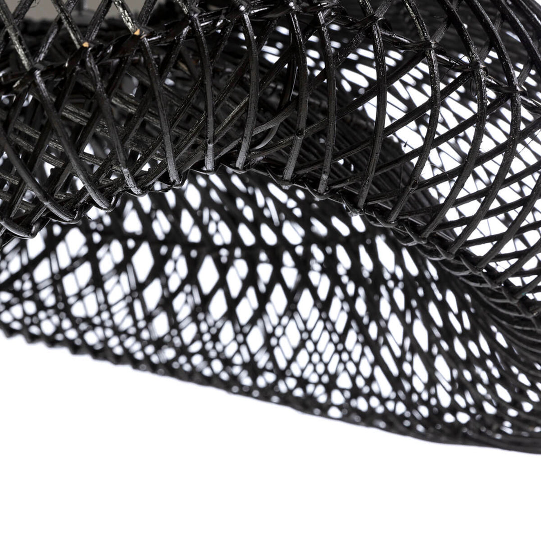 Close-up of the rattan weaving on the Nusa Ceiling Lamp.