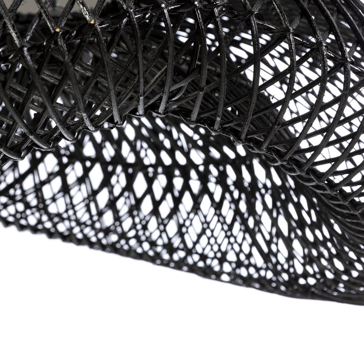 Close-up of the rattan weaving on the Nusa Ceiling Lamp.