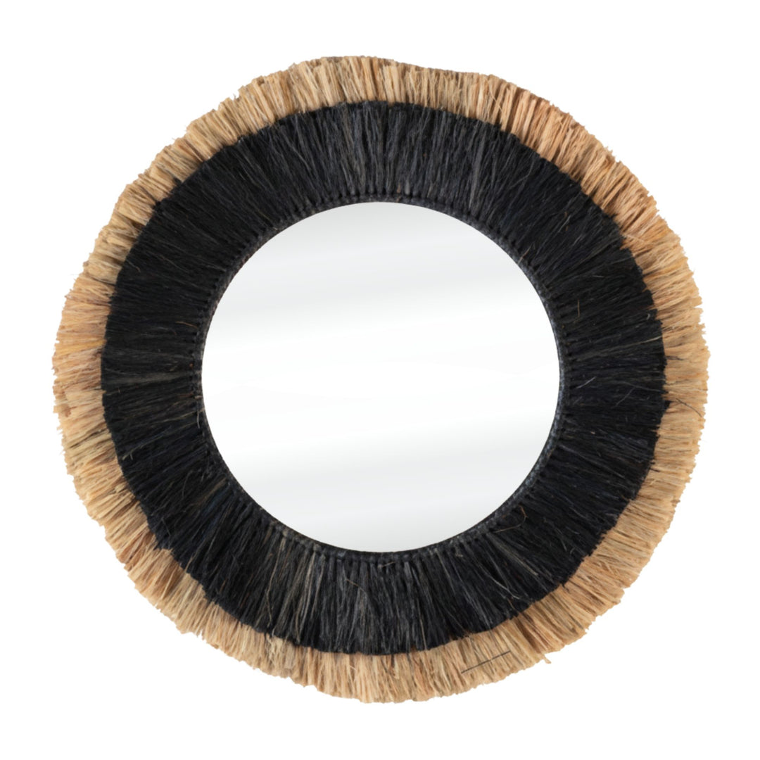Nusa Mirror with natural and black sisal fringe.