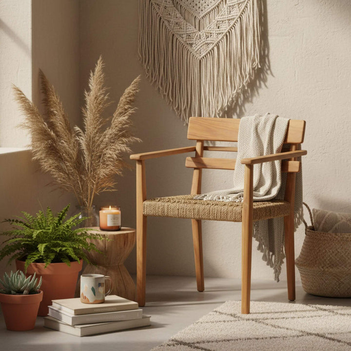 Cozy indoor setting with Nuva teak wood dining chair