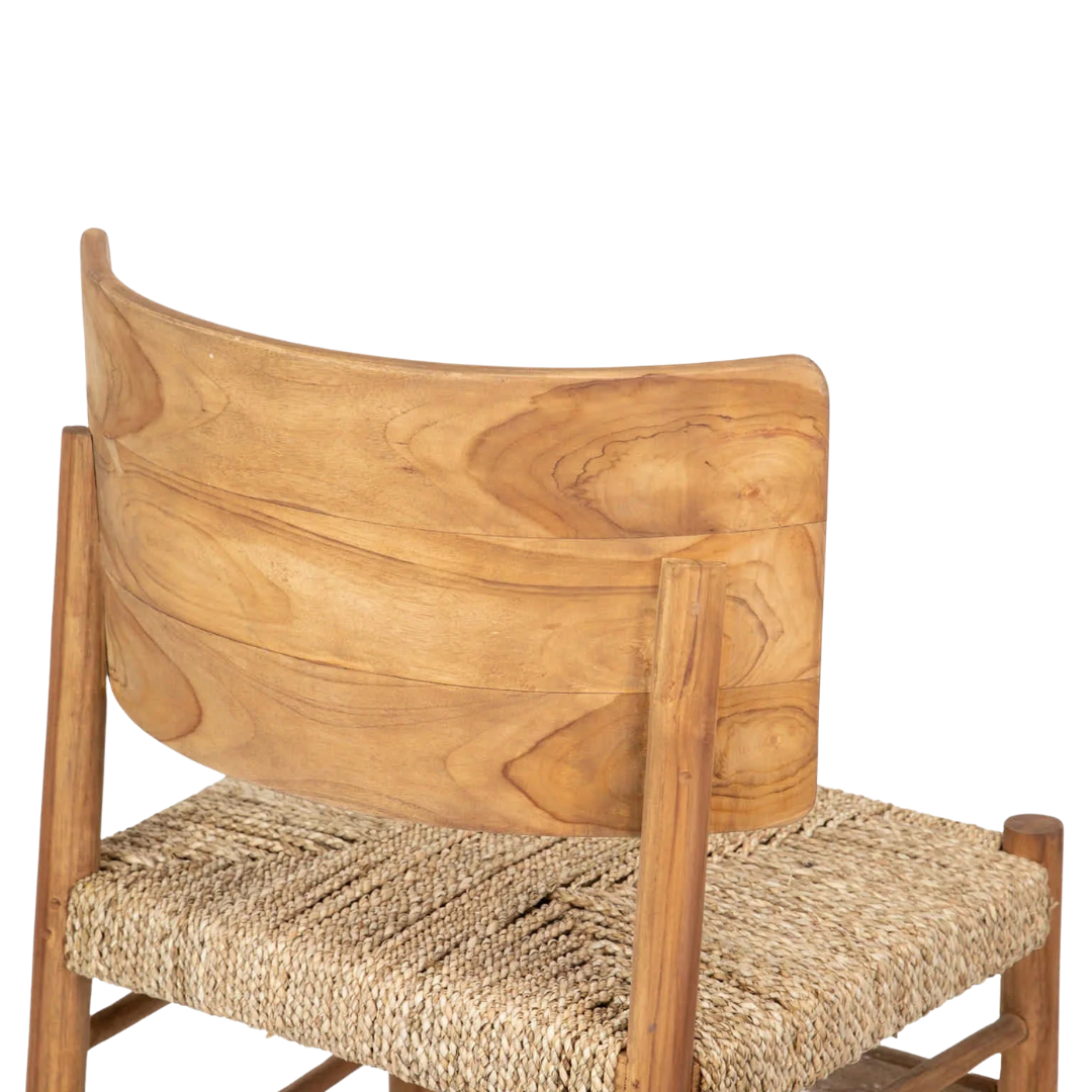 Angled rear view displaying sculpted backrest curve.
