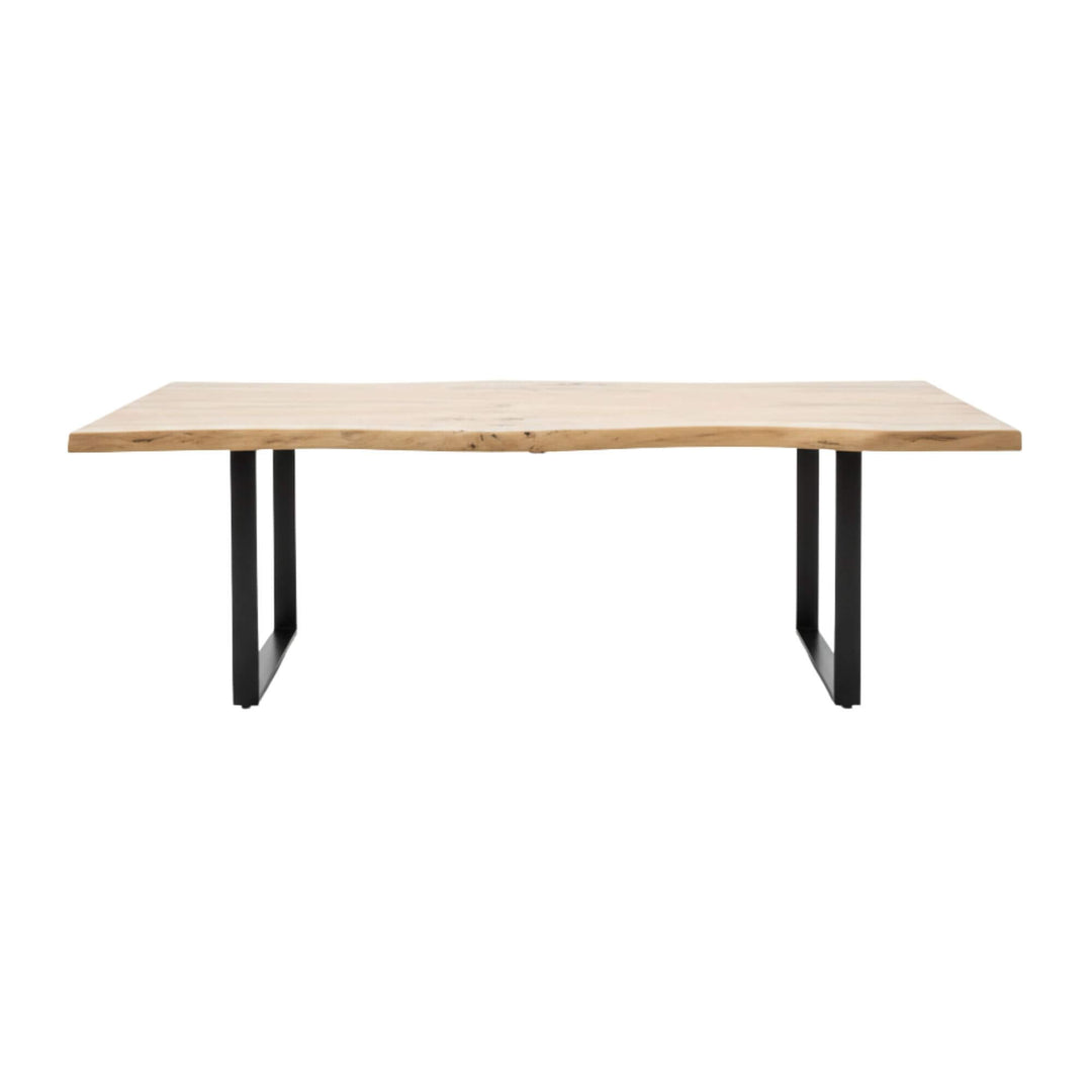 Side view of the light oak dining table