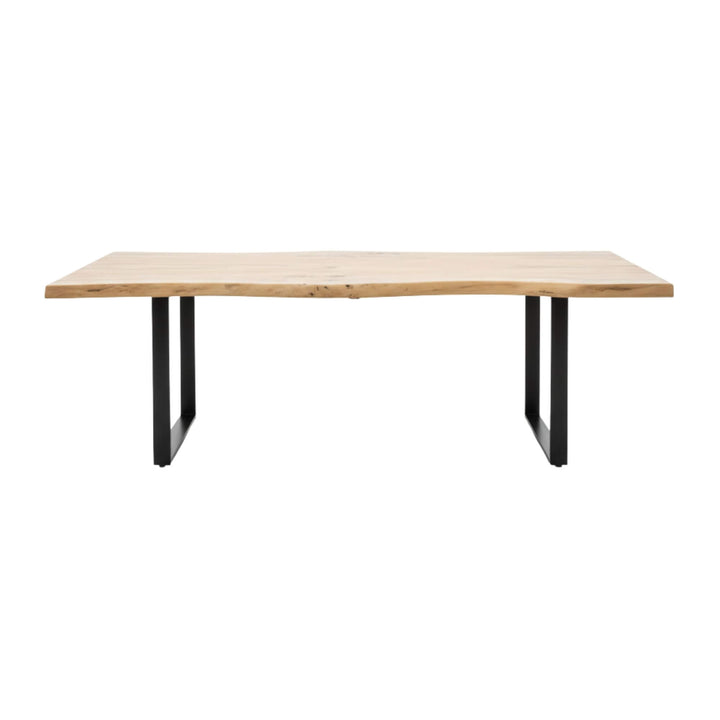 Side view of the light oak dining table