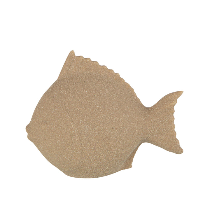 Front view of the Ocean Collection sand porcelain fin fish decorative figure.